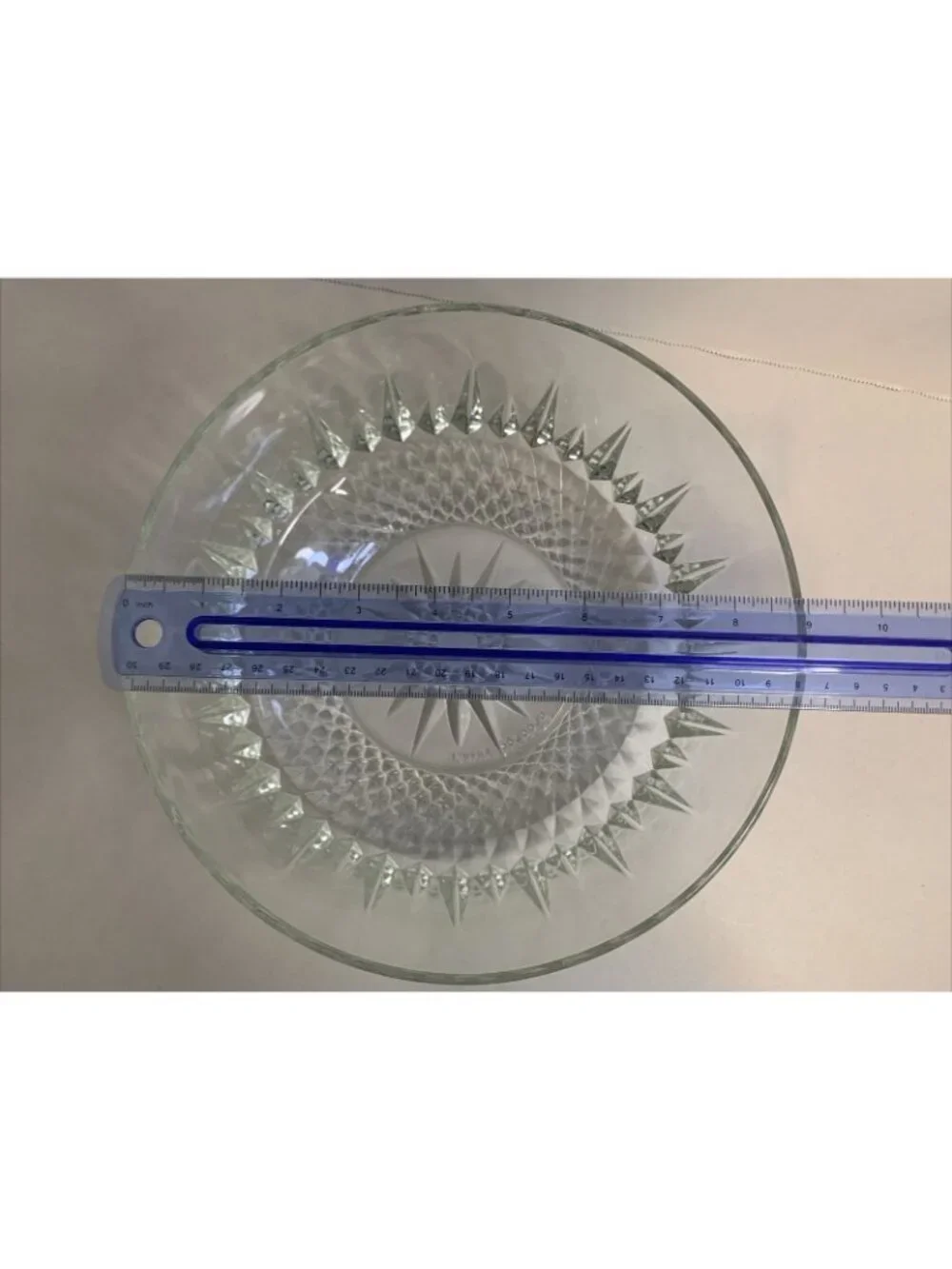 Vintage Indiana Glass Clear Starburst Diamond Cut Serving Bowl  9